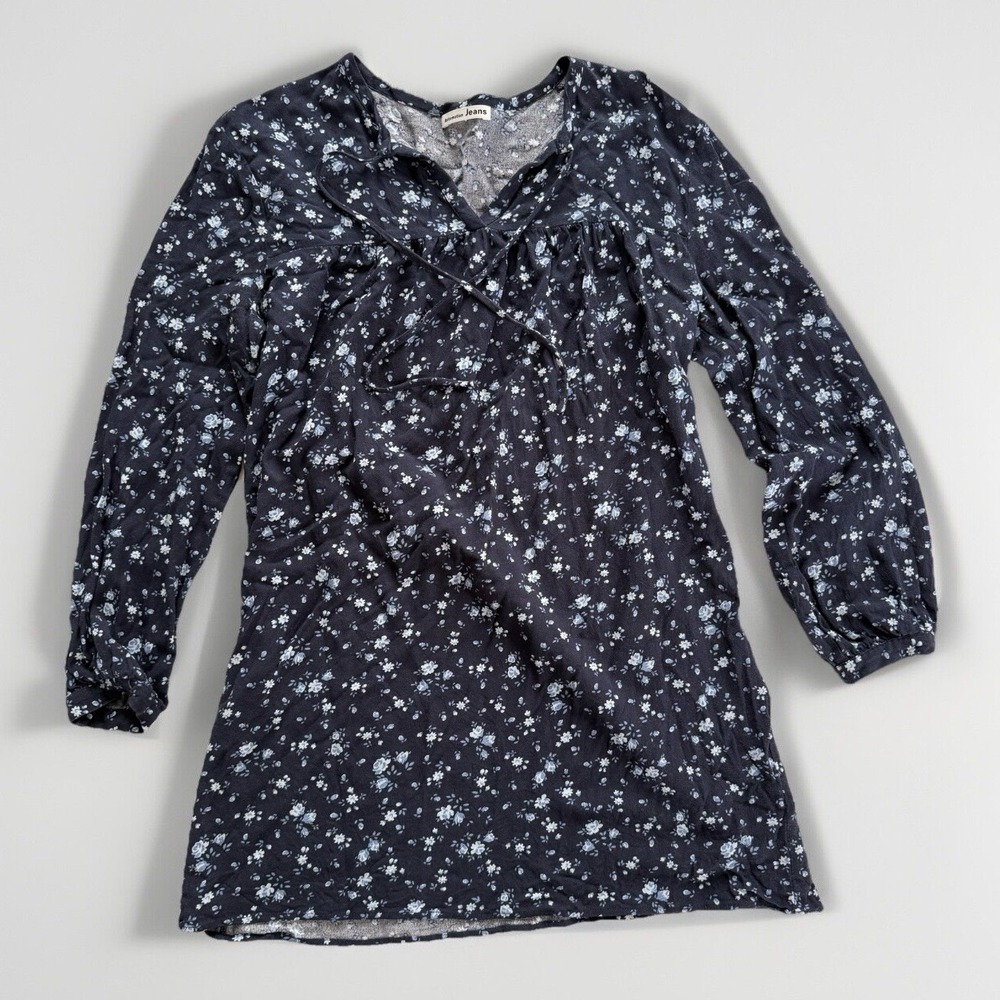Reformation Blue Floral Cotswold Long Sleeve Mini Dress Size Small